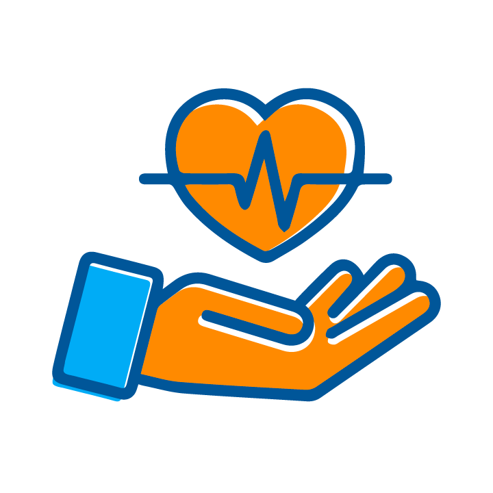 Icon of a hand with a medical heart