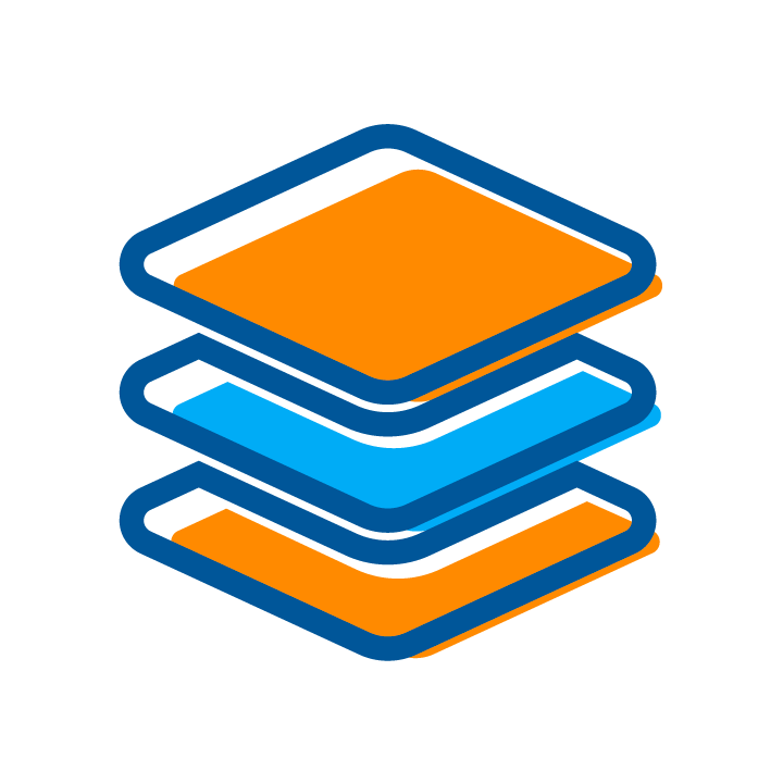 An icon of stacks in Pima brand colors.