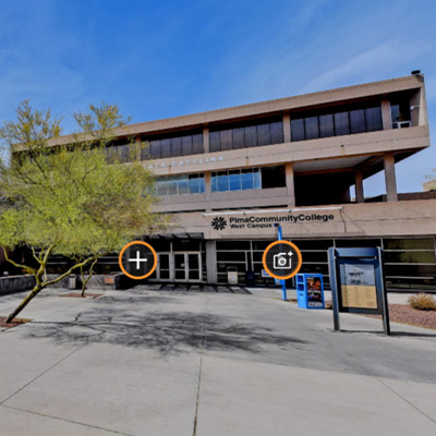 A screen shot of the Virtual Tour Showing West Campus