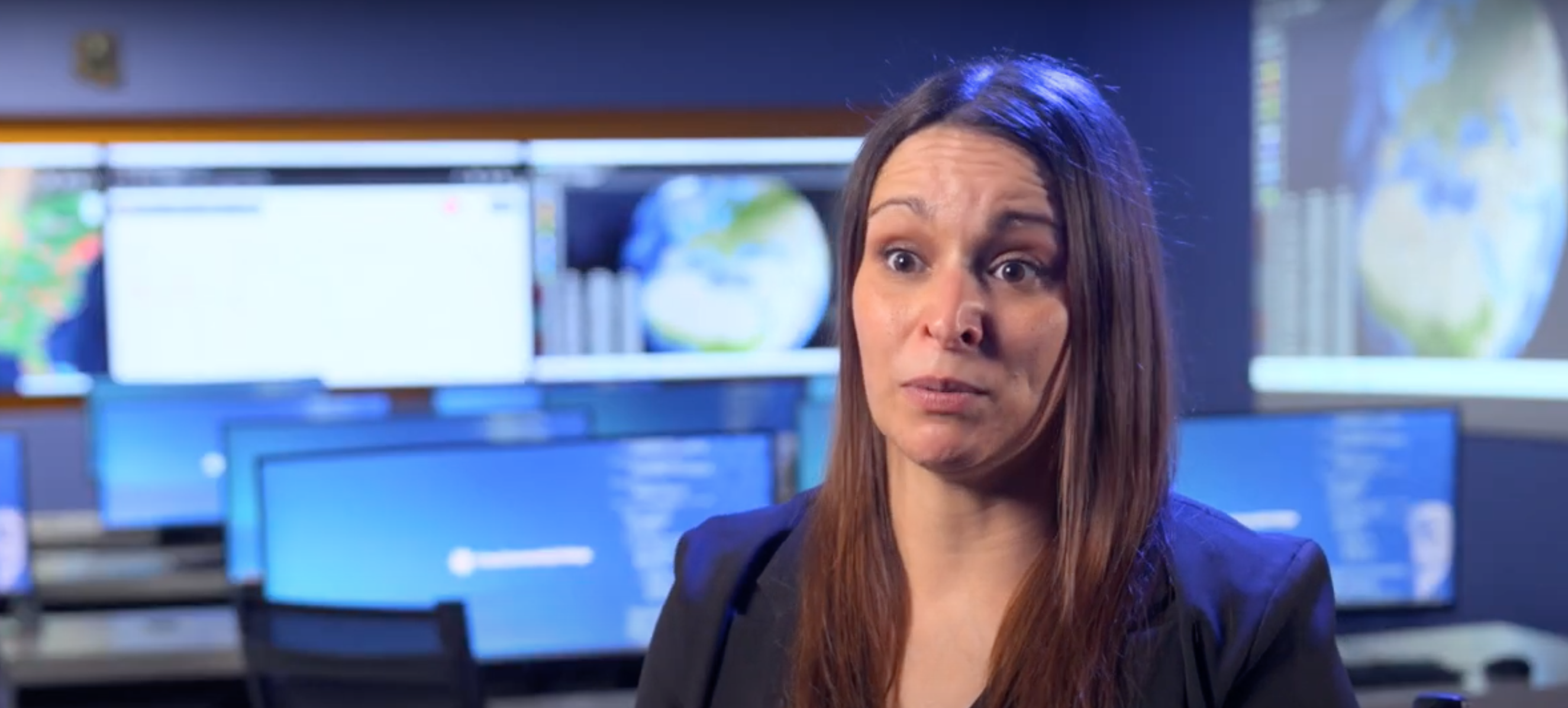 Amber Owens sits in the Fusion Center at East Campus