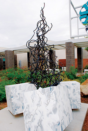 Jason Butler and Donald Judd sculpture