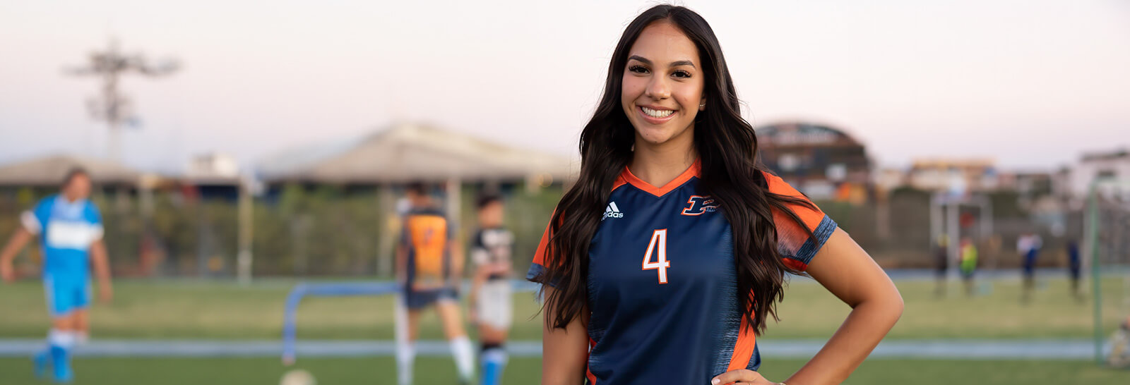 Gabi Amparano poses for the camera at Pima's soccer field.