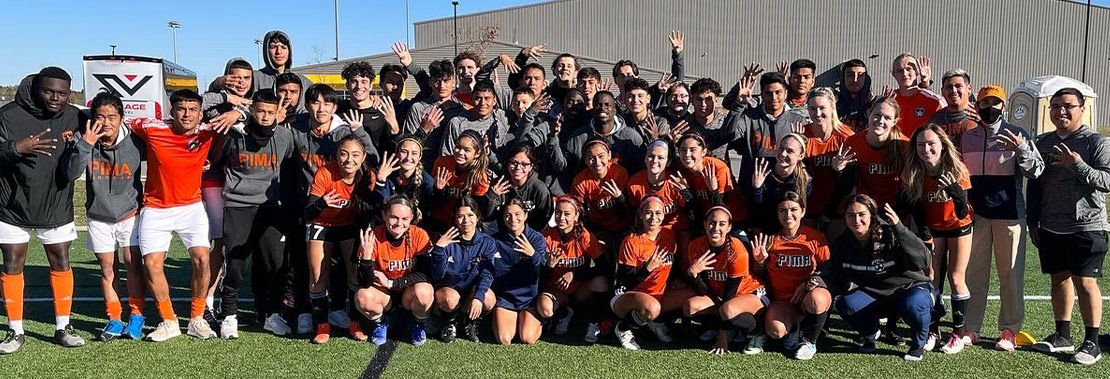 Both Pima Men's and Women's Soccer Pose for a group Photo