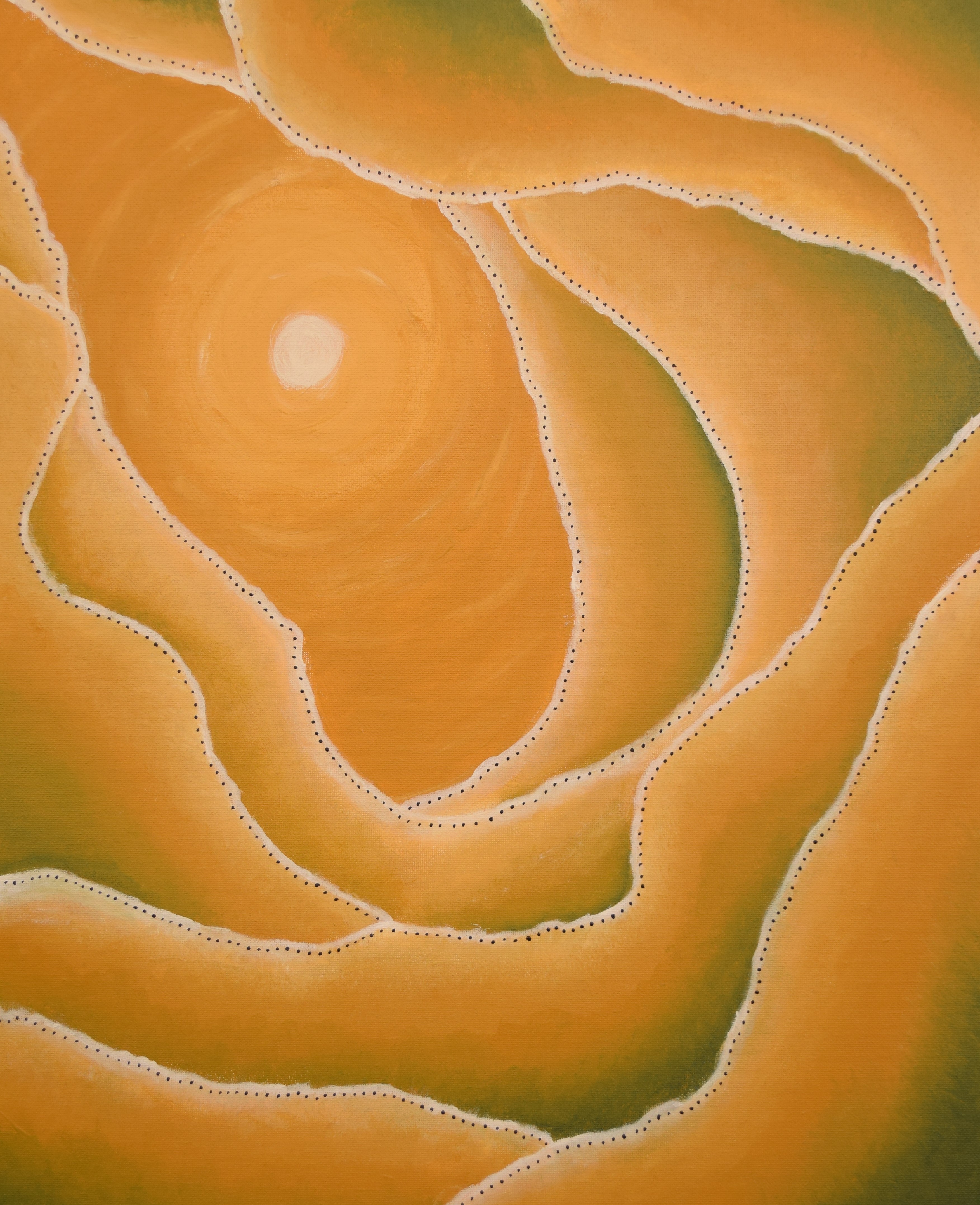 A painting of an orange rose