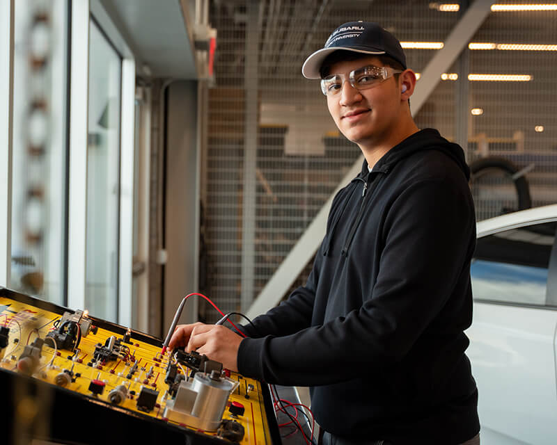 Student works in a lab.