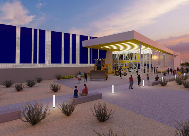 Rendering of new transportation center at Downtown Campus