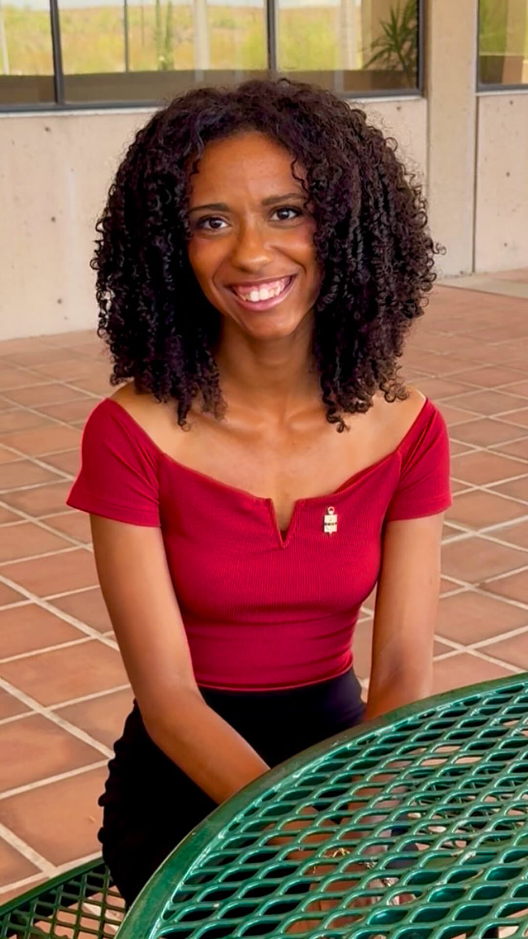 Malyssa Shaw poses for the camera at west campus.