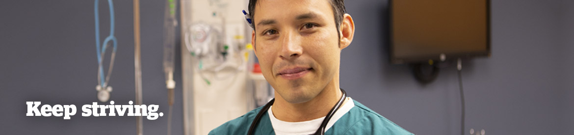 PCC student nurse wearing scrubs