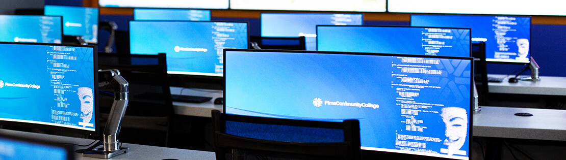 Pima's Fusion Center computers from the back of the classroom