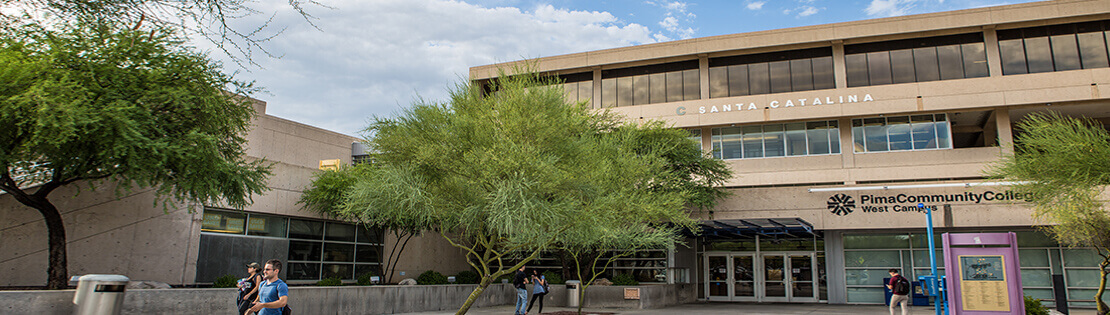 An outside image of the entrance of Pima's West campus